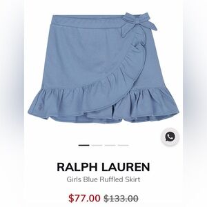 Polo Ralph Lauren ruffled stretch pique faux-wrap skort in blue cotton size 8-10
